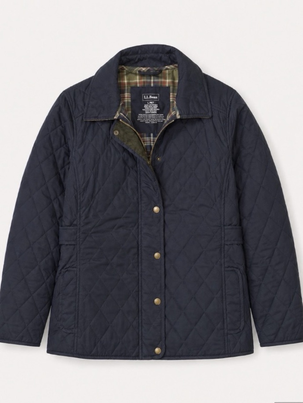 L.L. Bean Quilted Navy Diamond-Pattern Puffer Jacket